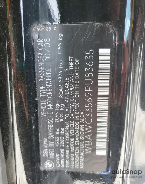 2009 BMW 328 Xi из США, поврежденный, VIN WBAWC33569PU83635